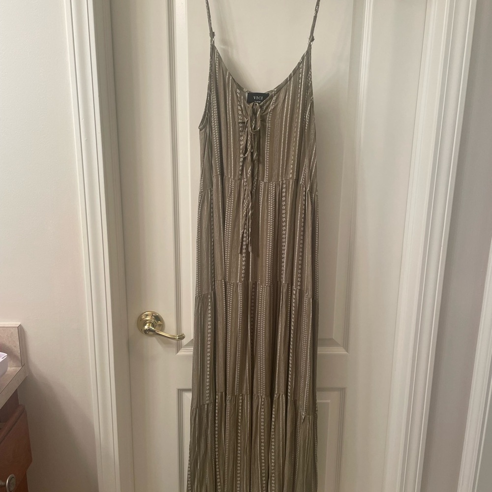 Olive Striped Maxi Dress